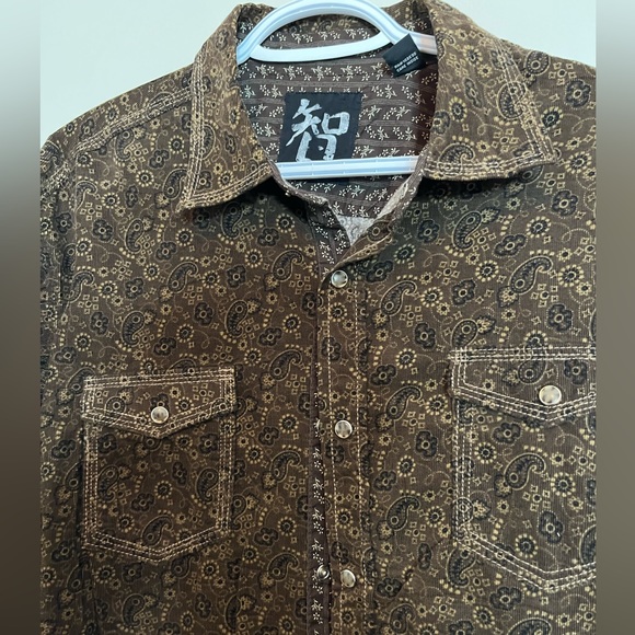 Age of Wisdom Mens XL Snap Button Down Shirt with Unique Patern - Picture 2 of 9